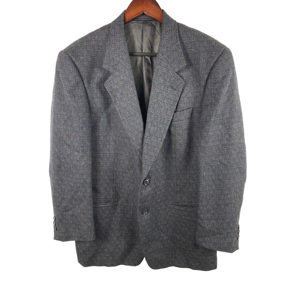 Tallia Uomo Blazer Jacket 41 Dark Blue Woven Alpaca Worsted Wool Mens Sport Coat